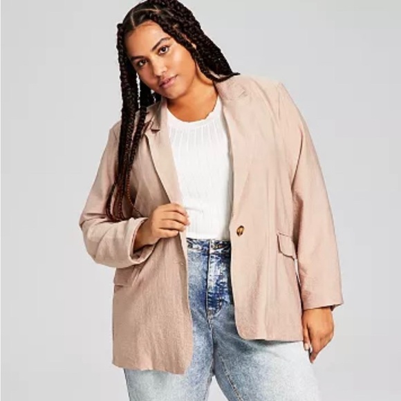 and now this Jackets & Blazers - Trendy Plus Size Oversized Tan Blazer
